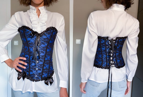 Blue Vintage Victorian Goth Corset / Blue Corset W