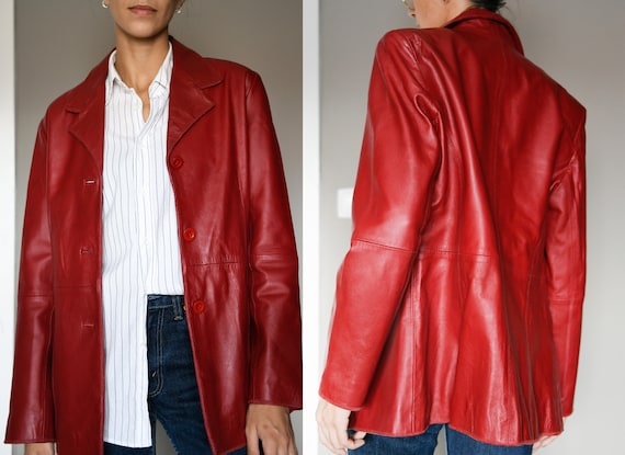 Red Leather Vintage Jacket / Real Leather Vintage