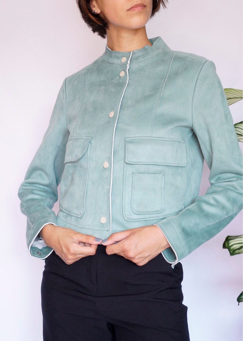 Vintage Green Jacket Vintage Retro Green Coat Mid Length Green Jacket Mint Green Vintage Coat