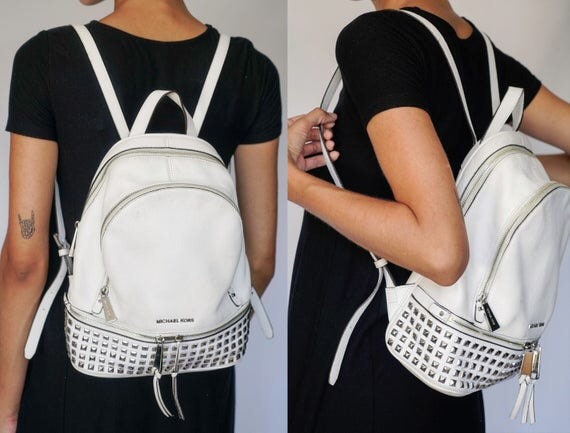 michael kors black and white backpack