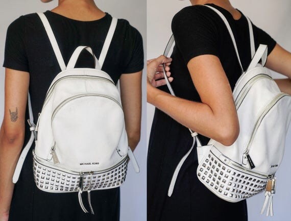 michael kors white leather backpack