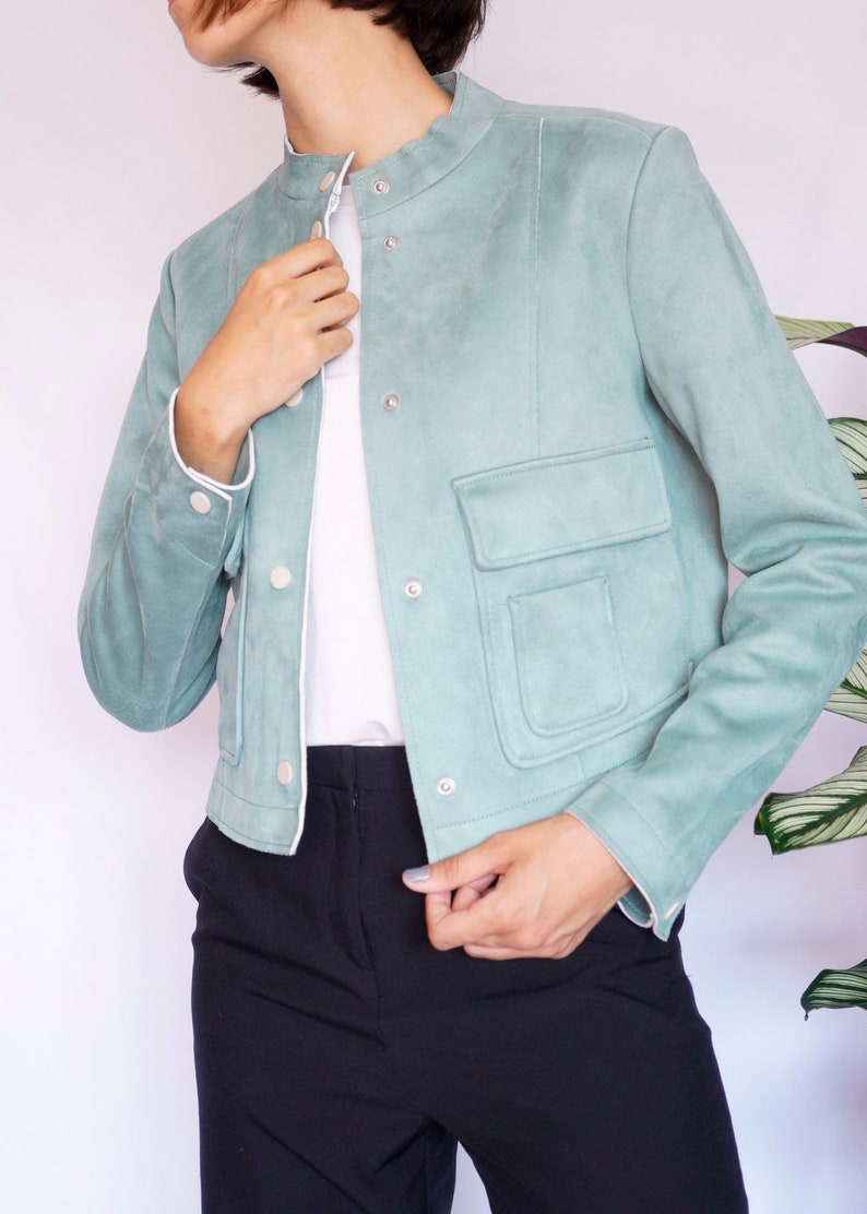 Vintage Green Jacket Vintage Retro Green Coat Mid Length Green Jacket Mint Green Vintage Coat