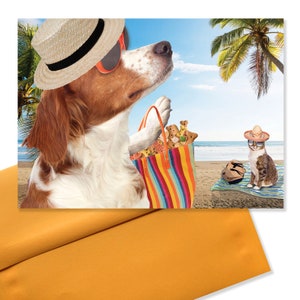 Beach Binge - Fun Dog and Cat Animal Friends Sortie - Carte de vœux vierge toutes occasions