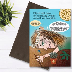 Recueillir mes pensées - Mother Earth Vibes positive et Funny Blank Card