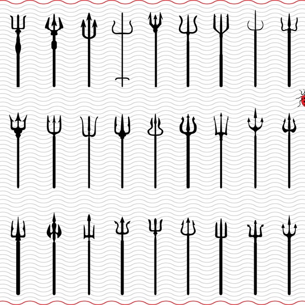 Trident  SVG, Black silhouette digital clipart, Files eps jpg, Trident isolated vector, Instant download  svg, png, dxf  for Cricut