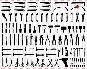 SVG Hand Tools Black Silhouettes Digital Clipart Files Eps - Etsy