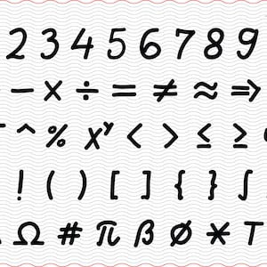 SVG Mathematic Signs, Hand Drawn, digital clipart, Files eps jpg,Mathematic Signs isolated vector, Instant download svg, png, dxf for Cricut