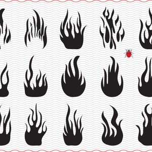 SVG Flames Fire, Black Isolated Silhouettes digital clipart, Files eps jpg, Flames Fire vector, Instant download svg, png, dxf for Cricut