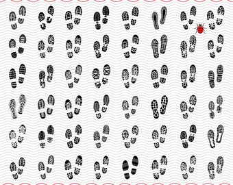 SVG Shoes Prints, Black silhouette digital clipart, Files eps jpg, Shoes Prints isolated vector, Instant download svg, png, dxf for Cricut