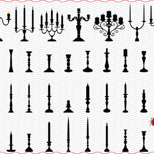 SVG  Candlesticks, Black silhouette digital clipart, Files eps jpg, Candlesticks  vector, Instant download svg, png, dxf for Cricut