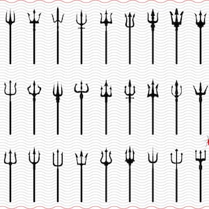 SVG Trident, harpoen, zwart silhouet digitale clipart, bestanden eps jpg, Trident vector, Instant download svg, png, dxf voor Cricut