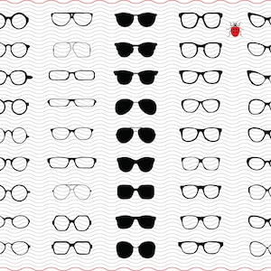 Eyeglasses  SVG, Black silhouette digital clipart, Files eps jpg, Eyeglasses  isolated vector, Instant download  svg, png, dxf  for Cricut