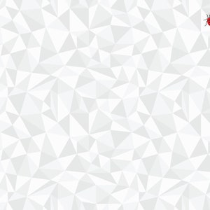 Puede incluir: Patrón geométrico abstracto en tonos blancos y grises, compuesto por numerosas formas triangulares. Una pequeña mariquita roja con puntos negros se encuentra en la esquina superior derecha. El diseño tiene una estética moderna y minimalista.