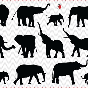 SVG Elephants, Black silhouettes, digital clipart, Files eps, jpg, Elephants icons design vector, Instant download svg, png, dxf for Cricut