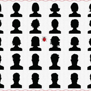 Avatars SVG, Black silhouette digital clipart, Files eps jpg, Avatars isolated vector, Instant download  svg, png, dxf  for Cricut