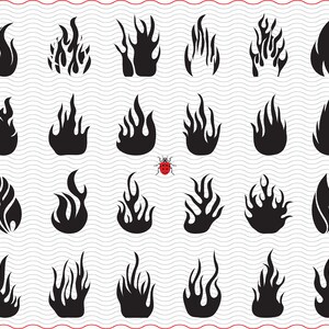 SVG Flames Fire, Black silhouettes digital clipart, Files eps jpg, Flames Fire isolated vector, Instant download svg, png, dxf for Cricut