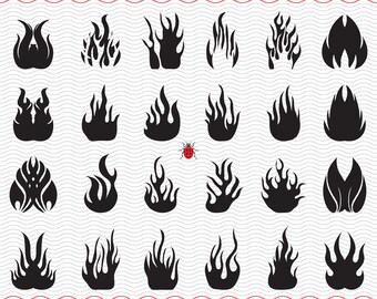 SVG Flames Fire, Black silhouettes digital clipart, Files eps jpg, Flames Fire isolated vector, Instant download svg, png, dxf for Cricut