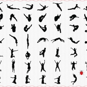 Sauts SVG, clipart numérique, silhouettes noires, fichiers eps jpg, sauts vecteur isolé, téléchargement immédiat svg, png, dxf pour Cricut