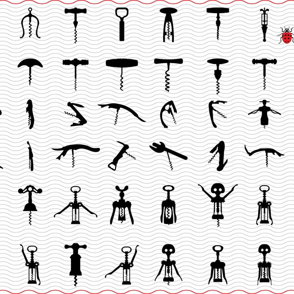 Corkscrew SVG, Black silhouette digital clipart, Files eps jpg, Corkscrew isolated vector, Instant download  svg, png, dxf  for Cricut