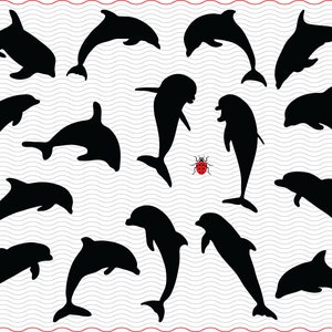 SVG Delfini che saltano, Silhouette nere clipart digitale, File di delfini eps jpg, vettore isolato, Download immediato svg, png, dxf per Cricut