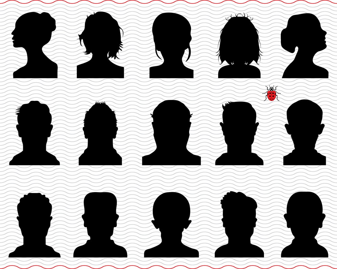 SVG Avatars Icons, Black Silhouette Digital Clipart, Files Eps Jpg ...