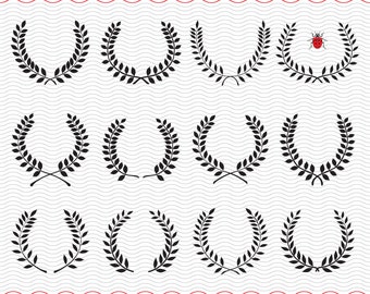 SVG Laurel Wreaths, Black Isolated Silhouettes digital clipart,Files eps jpg,Laurel Wreaths vector,Instant download svg, png, dxf for Cricut