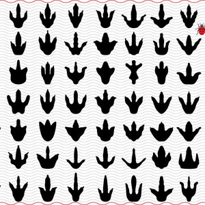 SVG Dinosaurs, Black Footprints digital clipart, Dinosaurs Icons Files eps jpg, isolated vector, Instant download svg, png, dxf for Cricut