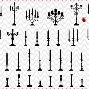 SVG キャンドルスティック、黒の隔離されたシルエットのデジタル クリップアート、ファイル eps jpg、キャンドルスティックのベクター、Cricut 用の svg、png、dxf の即時ダウンロード