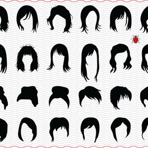 SVG Hairstyles, Black Silhouettes digital clipart, Files eps jpg, Hairstyles isolated vector, Instant download svg, png, dxf for Cricut
