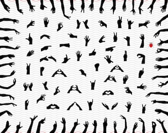 Hands SVG, Black silhouette digital clipart, Files eps jpg, Hands isolated vector, Instant download  svg, png, dxf  for Cricut