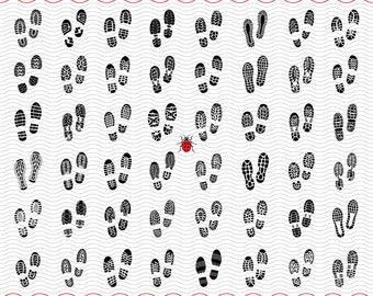 SVG Shoes Prints, Black silhouette digital clipart, Files eps jpg, Shoes Prints, isolated vector, Instant download svg, png, dxf for Cricut