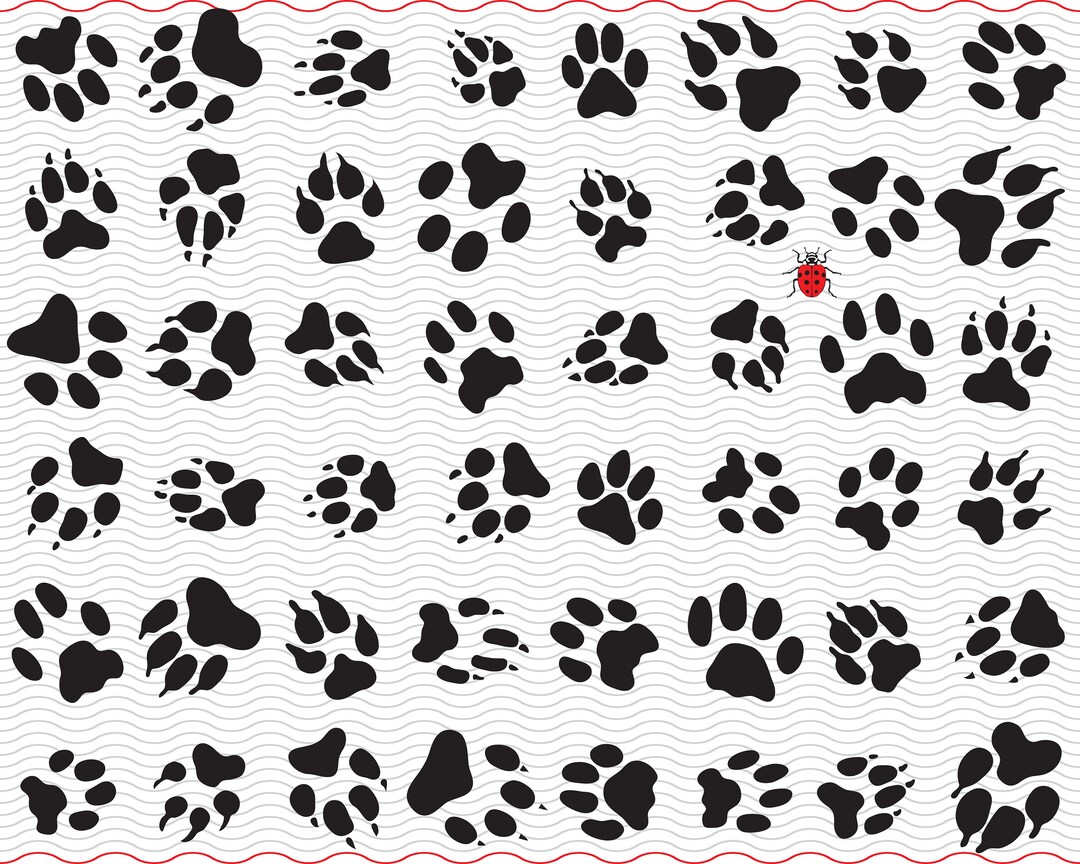 SVG Dog Paws Prints, Seamless Pattern Digital Clipart, Dogs Paws Files ...