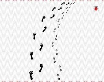 SVG Feet and Dog Paws, Black Prints Silhouettes digital clipart, Files eps jpg, isolated vector, Instant download svg, png, dxf for Cricut