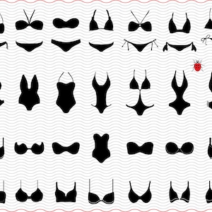 SVG Swimwears Bikini, Black silhouettes digital clipart, Swimwears Files eps jpg, isolated vector, Instant download svg, png, dxf for Cricut