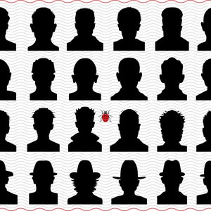 Avatars SVG, Black silhouette digital clipart, Files eps jpg, Avatars isolated vector, Instant download svg, png, dxf for Cricut