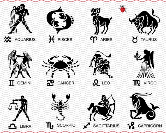 Download Free Zodiac Signs Svg Black Silhouette Digital Clipart Files Eps Etsy SVG Cut Files