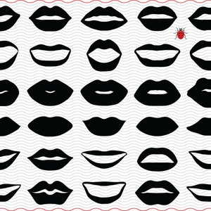 SVG Women&#39;s Lips, Black silhouettes digital clipart, Women&#39;s Lips Files eps jpg, isolated vector, Instant download svg, png, dxf for Cricut