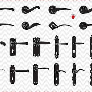 SVG Doorknobs, Black Silhouettes, digital clipart, Files eps, jpg, Doorknobs icons design vector, Instant download svg, png, dxf for Cricut