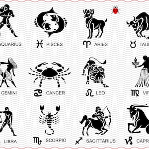 Sternzeichen SVG, schwarze Silhouette digitale Clipart, Dateien eps jpg, Sternzeichen isoliert Vektor, Sofort-Download svg, png, dxf für Cricut