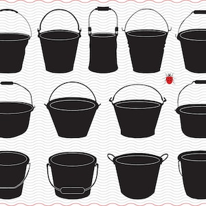 SVG Garden Buckets, Black Silhouettes, digital clipart, Files eps jpg,Garden Buckets isolated vector,Instant download svg,png,dxf for Cricut
