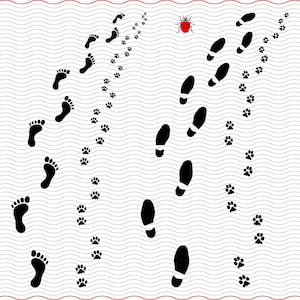 SVG menselijke voeten en hondenpoten, zwarte silhouetten digitale clipart, bestanden eps jpg, geïsoleerde vector, Instant download svg, png, dxf voor Cricut
