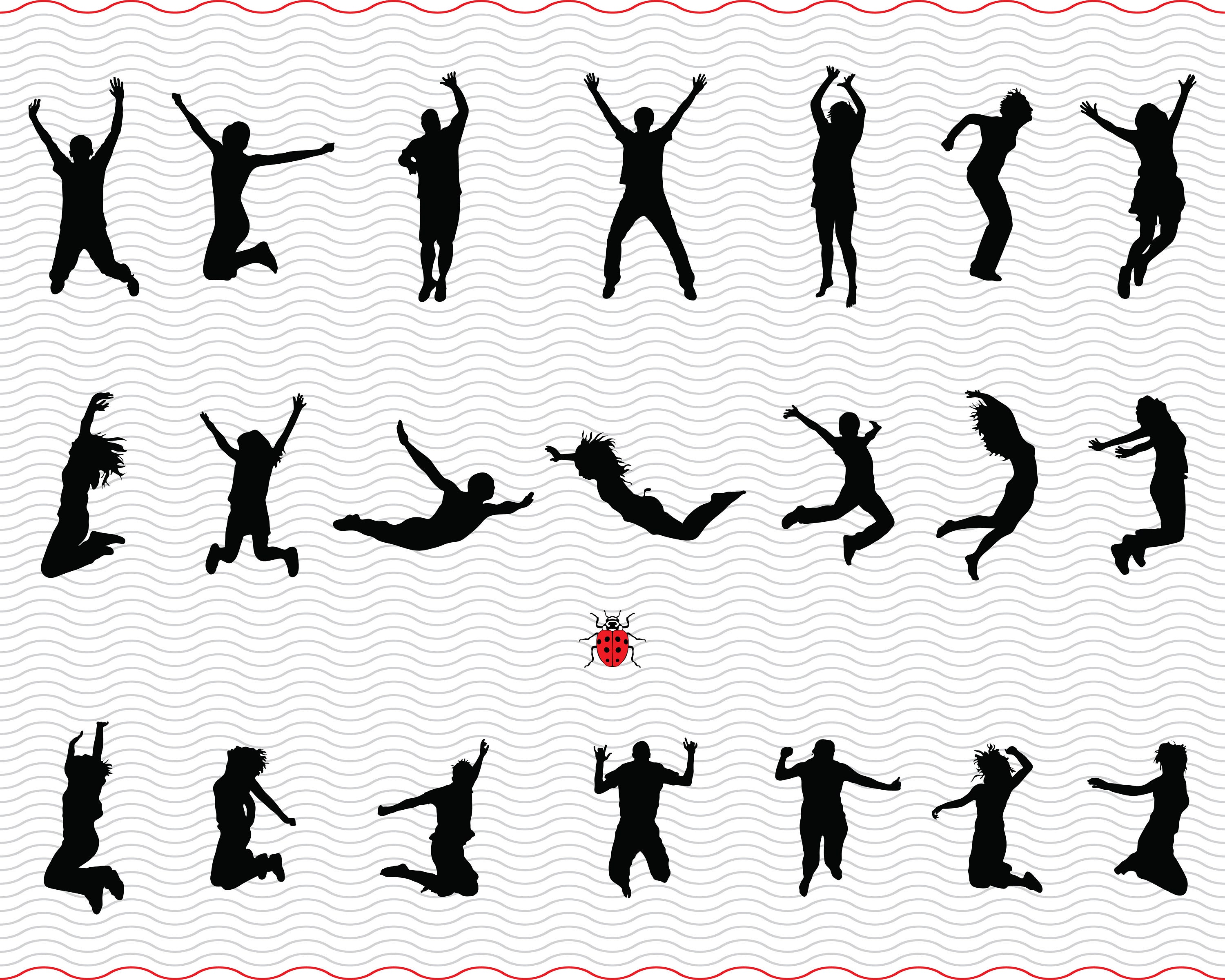 Jump SVG, Black silhouette digital clipart, Files eps jpg, Jump  isolated vector, Instant download  svg, png, dxf  for Cricut