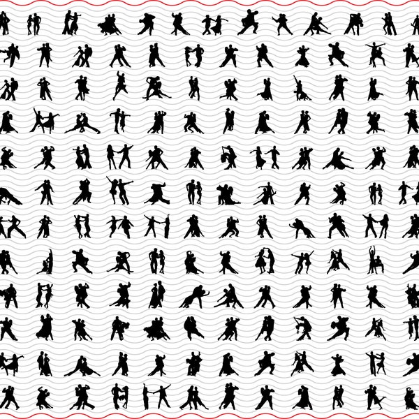 Dancers SVG, Black silhouette digital clipart, Files eps jpg, Dancers isolated vector, Instant download  svg, png, dxf  for Cricut