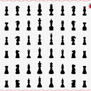 Chess pieces SVG, Black silhouette digital clipart, Files eps jpg, Chess isolated vector, Instant download  svg, png, dxf  for Cricut