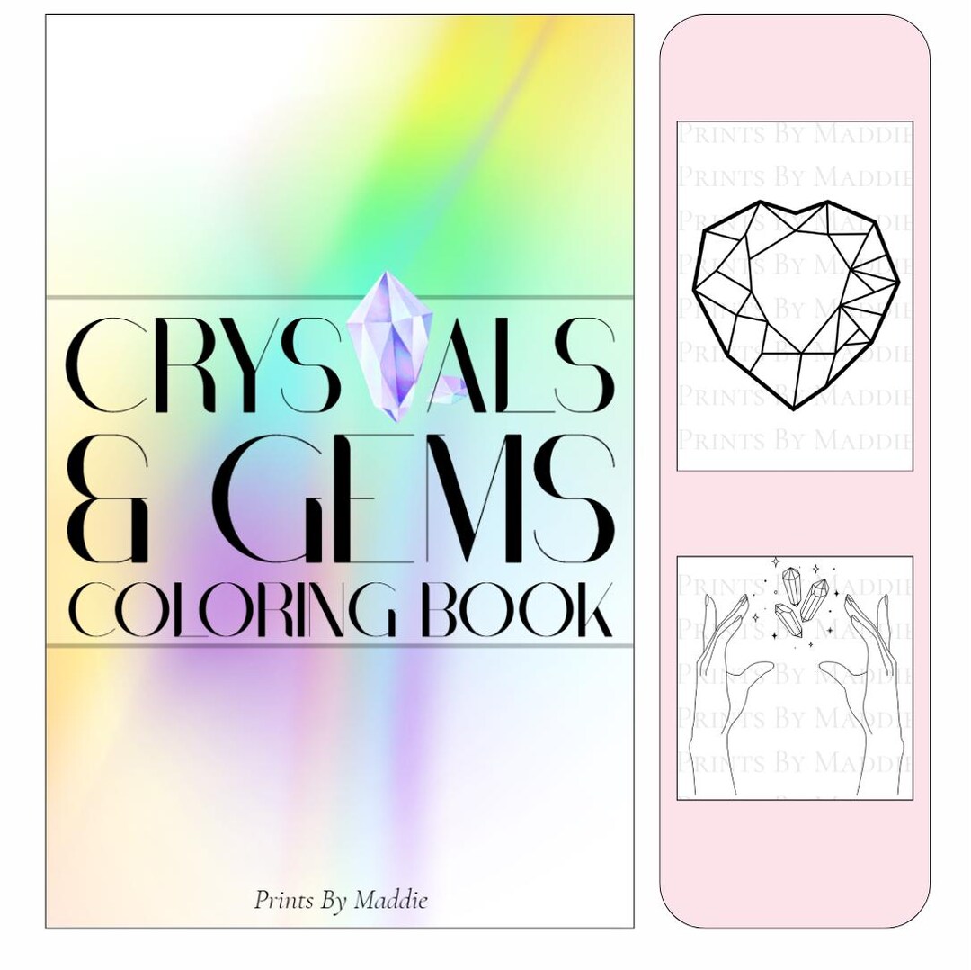 Crystal Gem Coloring Pages Printable PDF, Gemstone Coloring Book - Etsy