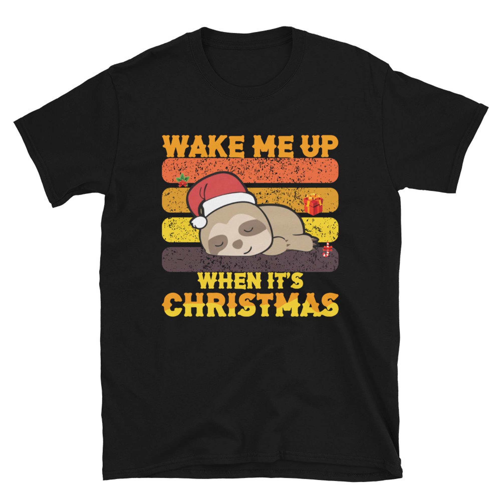 Wake Me Up When It es Christmas Retro Faultier Wait Rudolf Unisex T-Shirt Wake Me Up When It es Christmas Retro Faultier Wait Rudolf Unisex T-Shirt