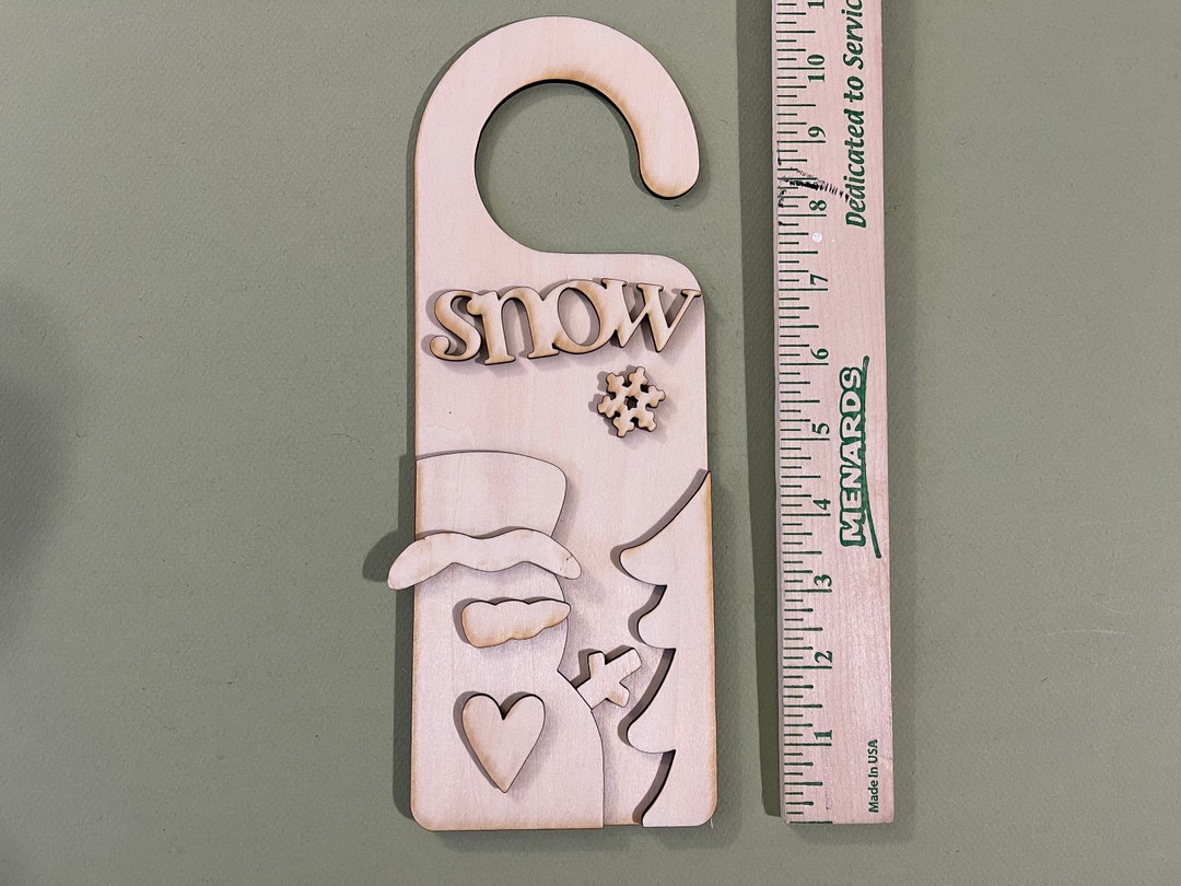 Unfinished Snowman Door Knob Hanger Kit With Snowman and Tree Wood ...