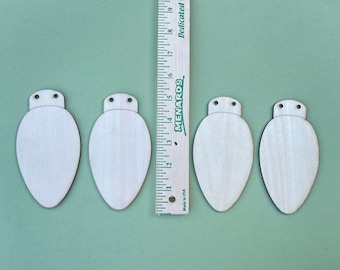 Set of 4 Unfinished Wood Lightbulbs Ornaments to Use for Garlands, Wreath Attachments or Ornaments