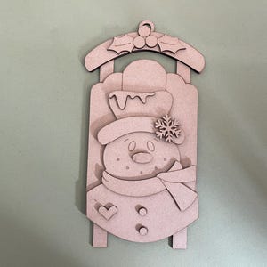 Unfinished MDF Snowman Sled Shelf Sitter Kit: 11&quot; Winter DIY Craft