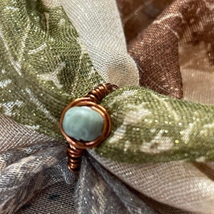 Dusty Green Stone Wrapped Ring